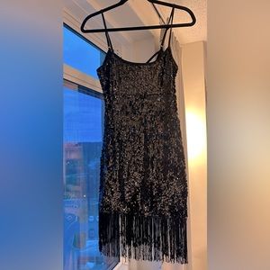 Sequined Fringe Mini Dress | Brand: Forever 21 | Size: S | Color: Black